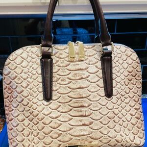 Brahmin Cream color croc embossed Vivian “Pearl Dogwood” satchel